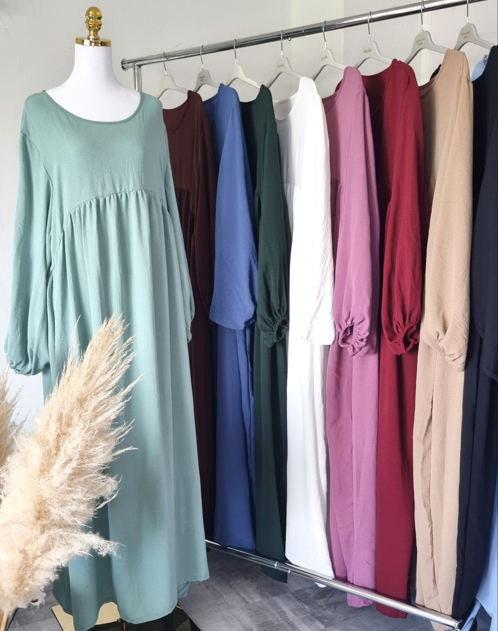 Damen Abaya-Kleid mit Ballonärmeln