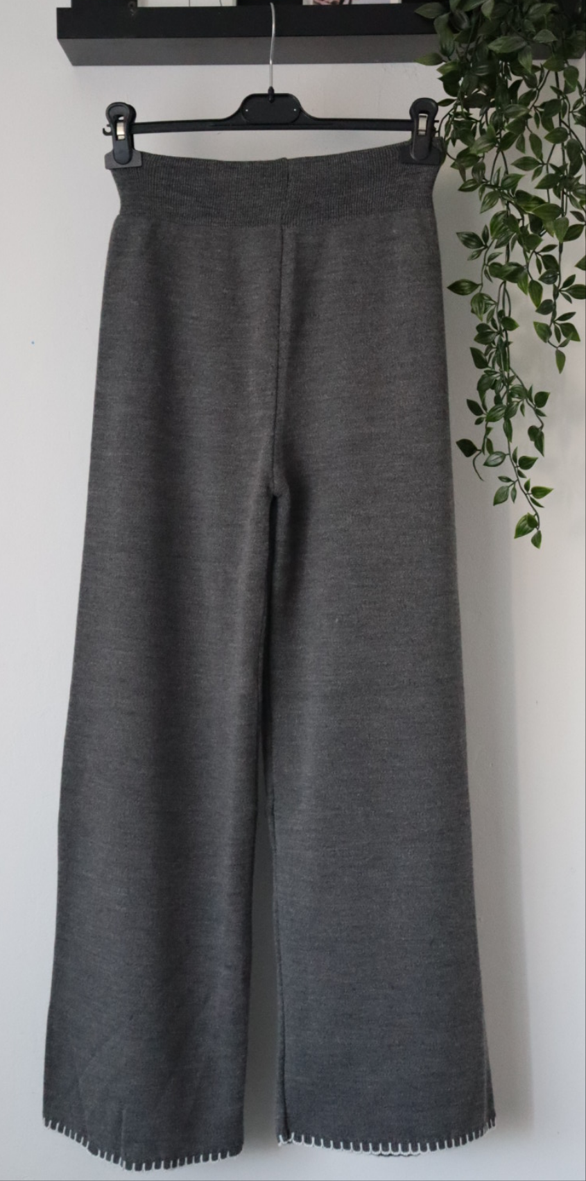 Damen Zweiteiler, Strick Oberteil/Hose Set mit Seitenbindung