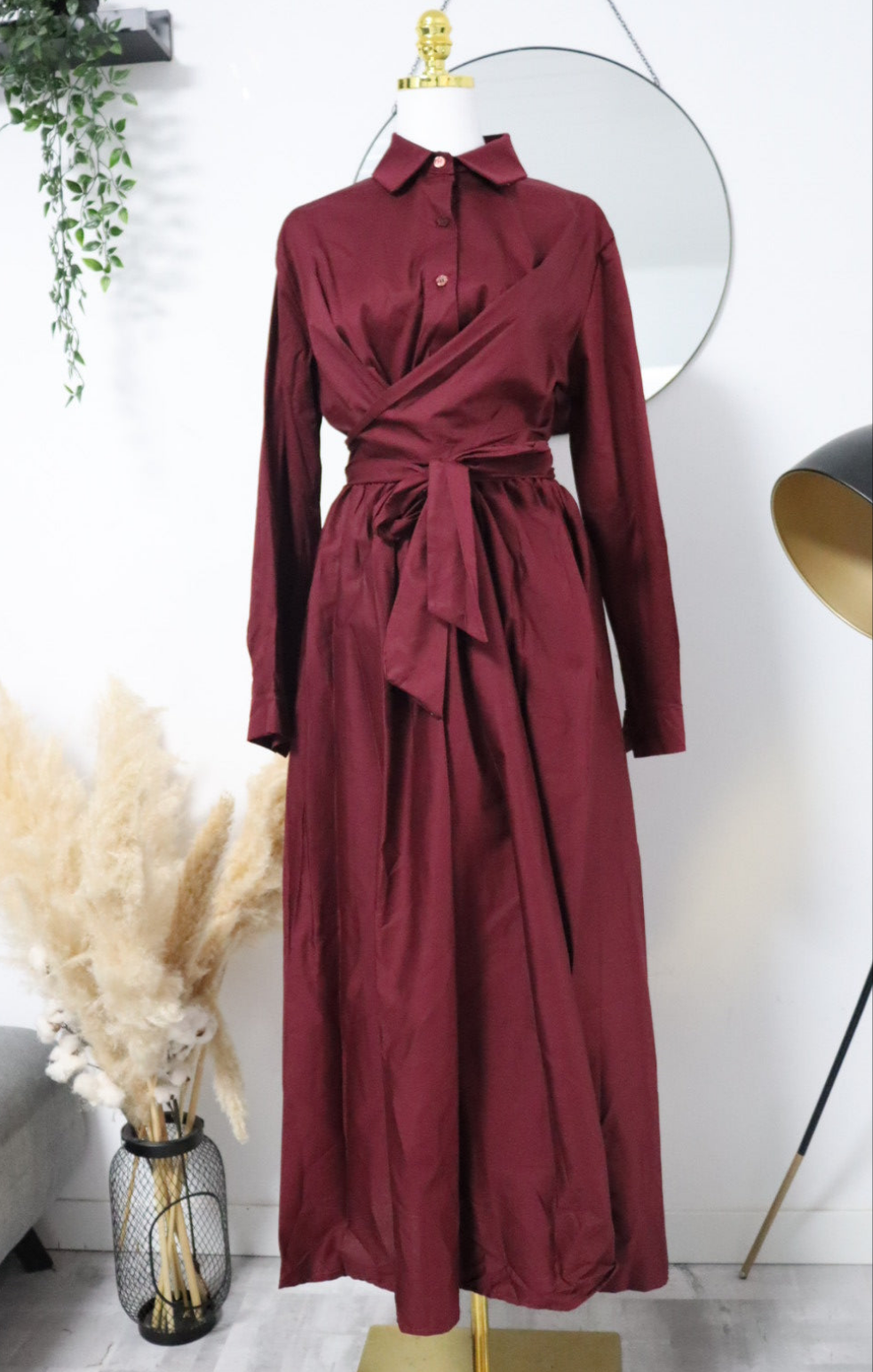 Damen Hemdkleid mit bindung und mit Taschen