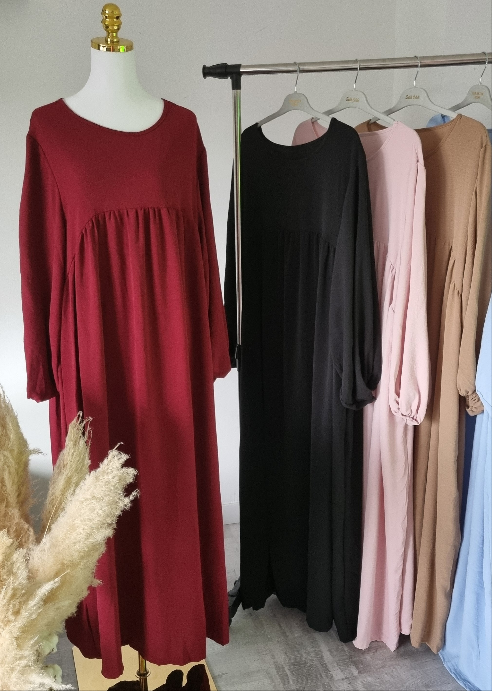Damen Abaya-Kleid mit Ballonärmeln