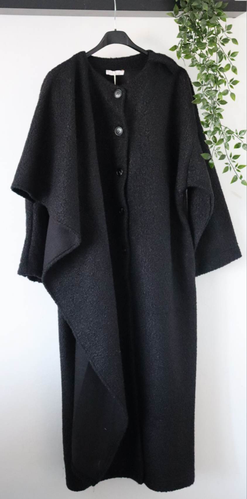 Damen langer Mantel mit integriertem Schal