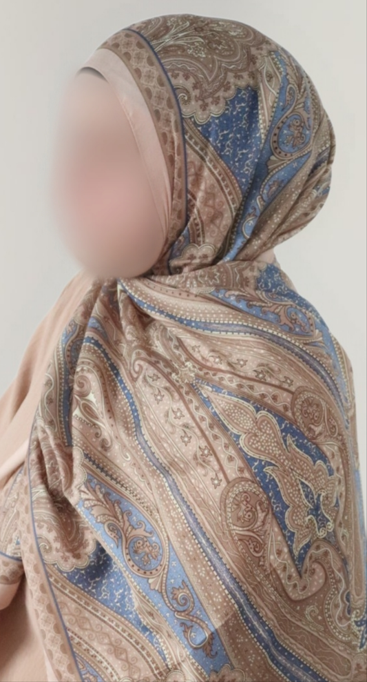 FRESIA-Scarf, Retro-Hijab Schal aus Seidenstoff/Baumwolle