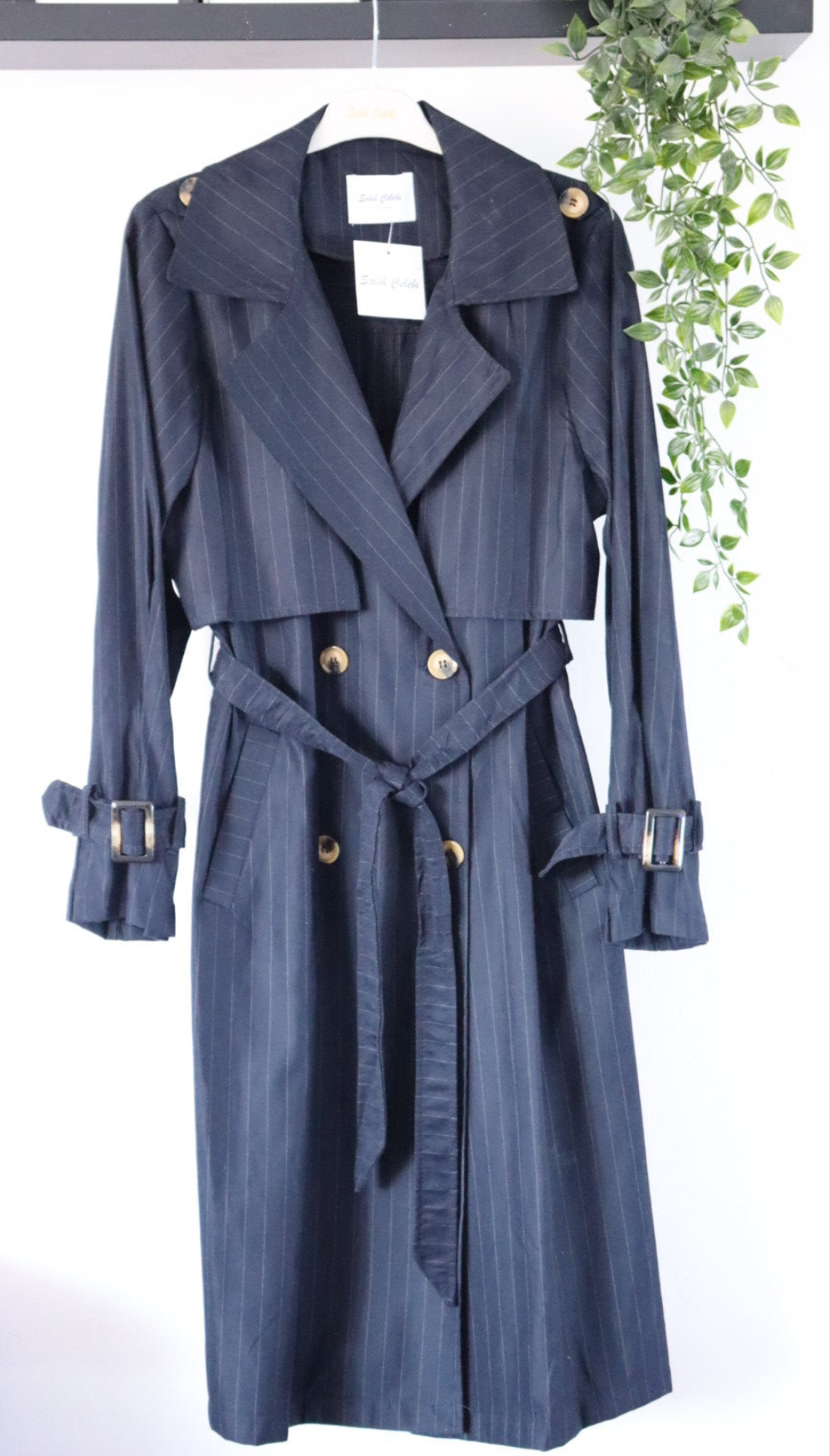 Damen dünn gestreifter Trenchcoat