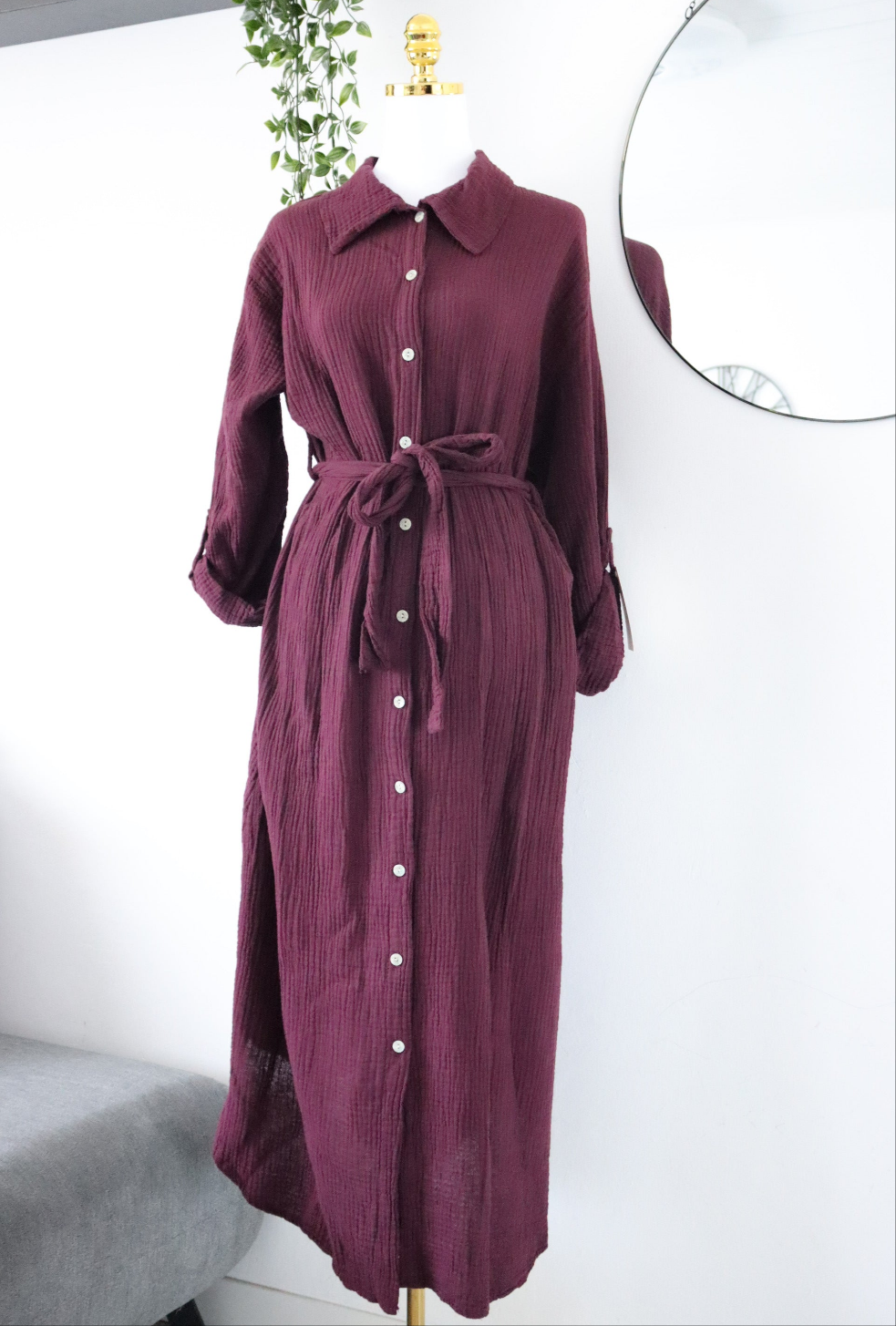 Damen Musselin- Blusenkleid