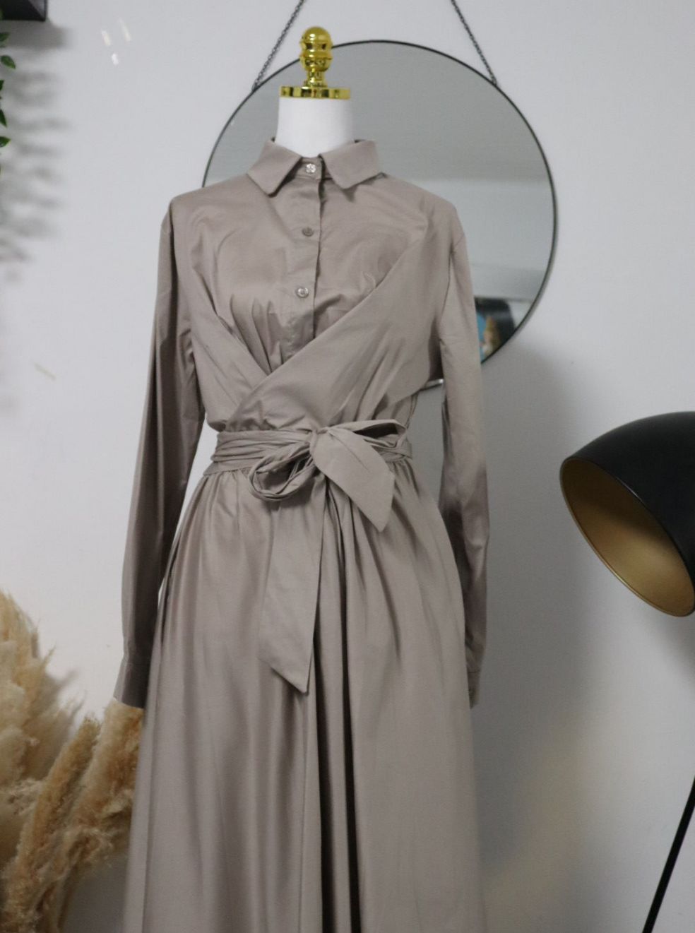 Damen Hemdkleid mit bindung und mit Taschen