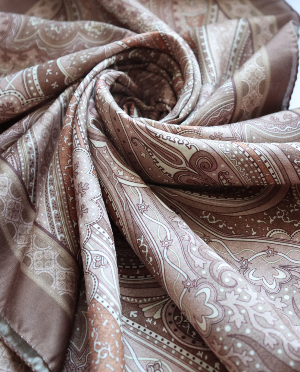 FRESIA-Scarf, Retro-Hijab Schal aus Seidenstoff/Baumwolle