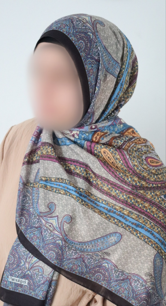 FRESIA-Scarf, Retro-Hijab Schal aus Seidenstoff/Baumwolle