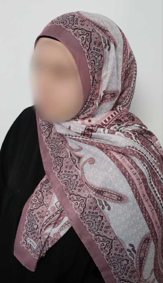FRESIA-Scarf, Retro-Hijab Schal Seidenstoff/Baumwolle