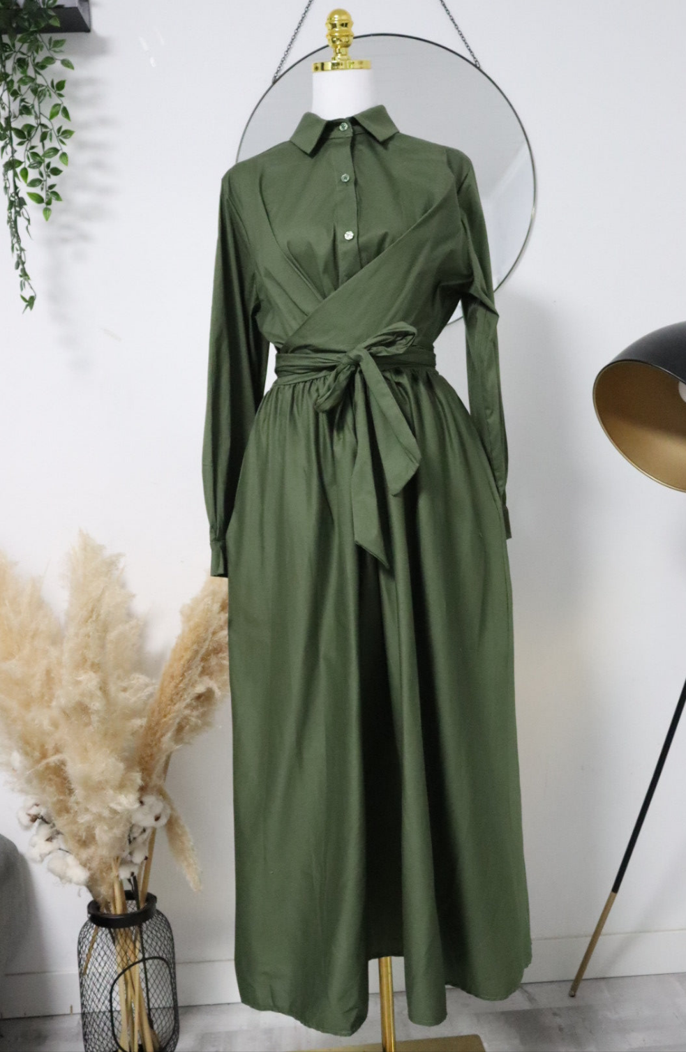 Damen Hemdkleid mit bindung und mit Taschen