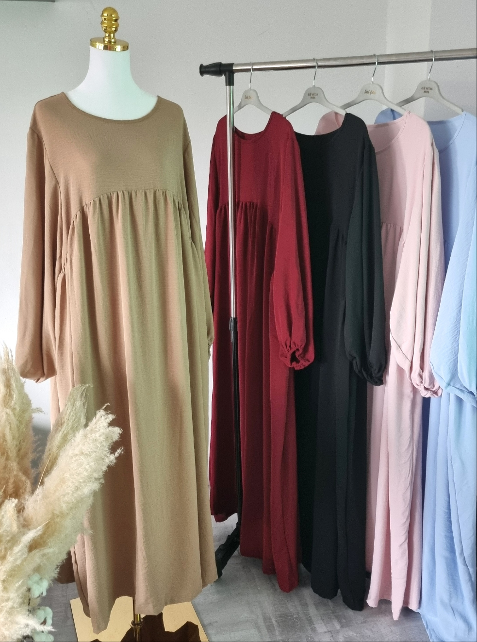 Damen Abaya-Kleid mit Ballonärmeln