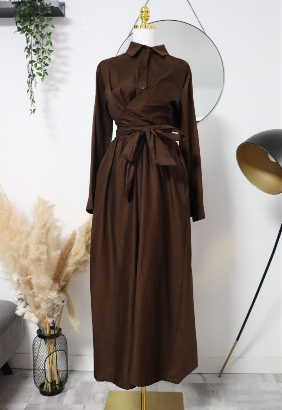 Damen Hemdkleid mit bindung und mit Taschen