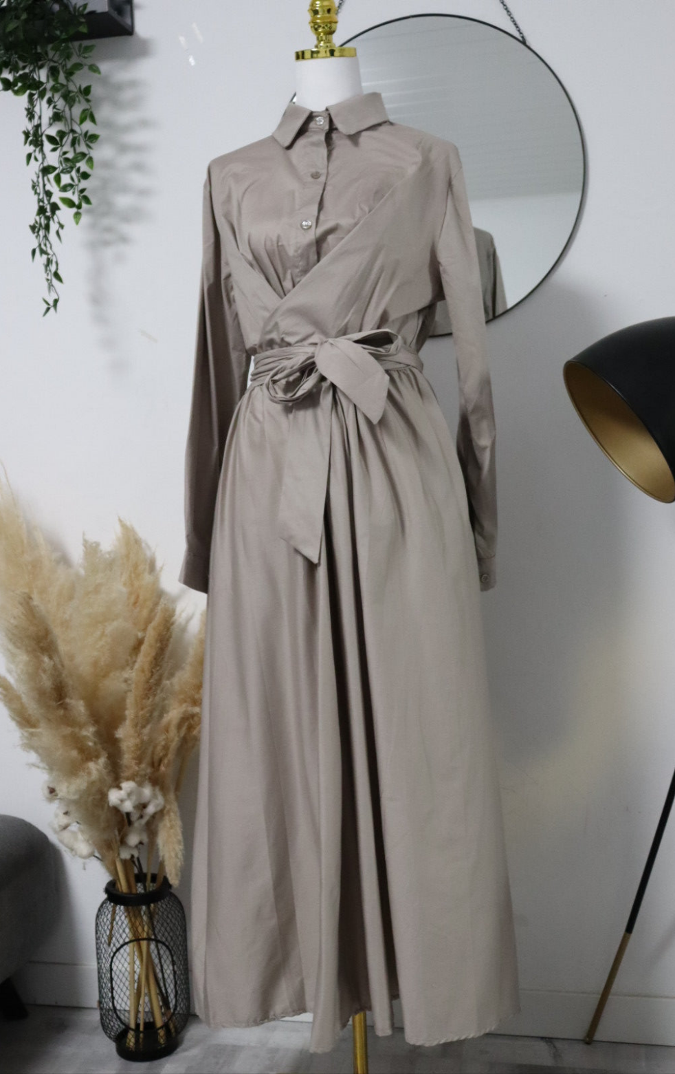 Damen Hemdkleid mit bindung und mit Taschen