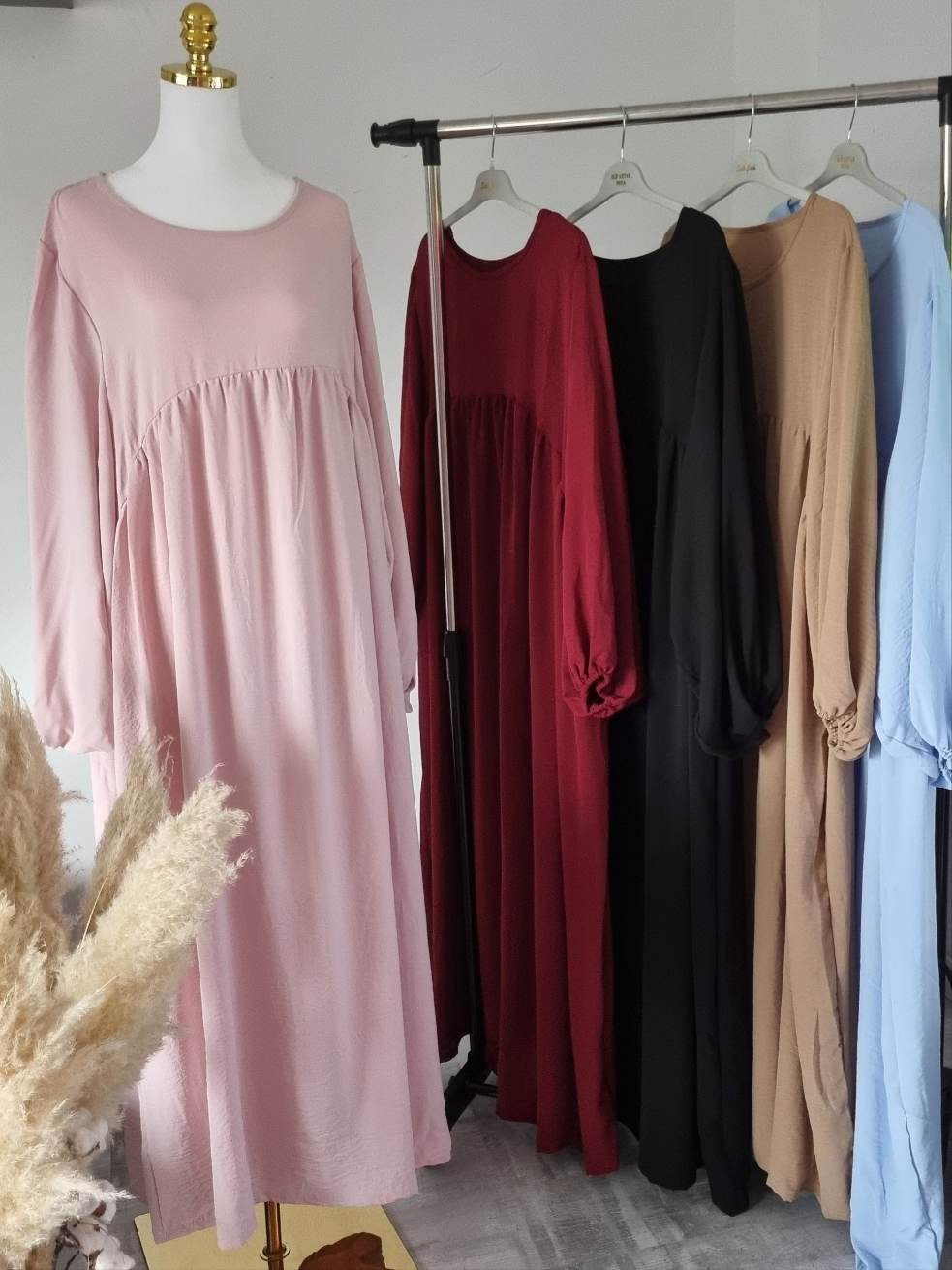 Damen Abaya-Kleid mit Ballonärmeln