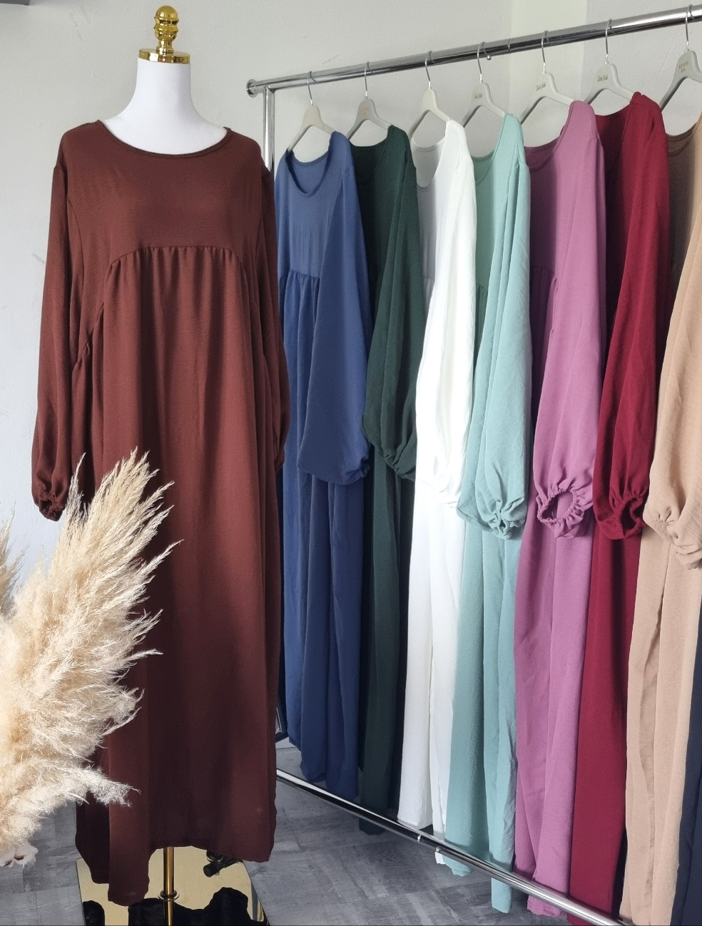 Damen Abaya-Kleid mit Ballonärmeln
