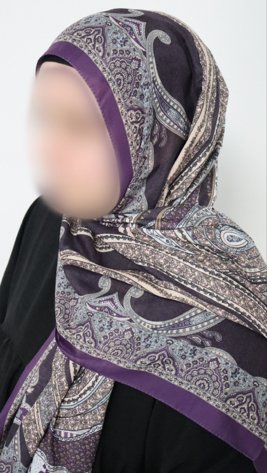 FRESIA-Scarf,Retro-Hijab Schal aus Seidenstoff/Baumwolle