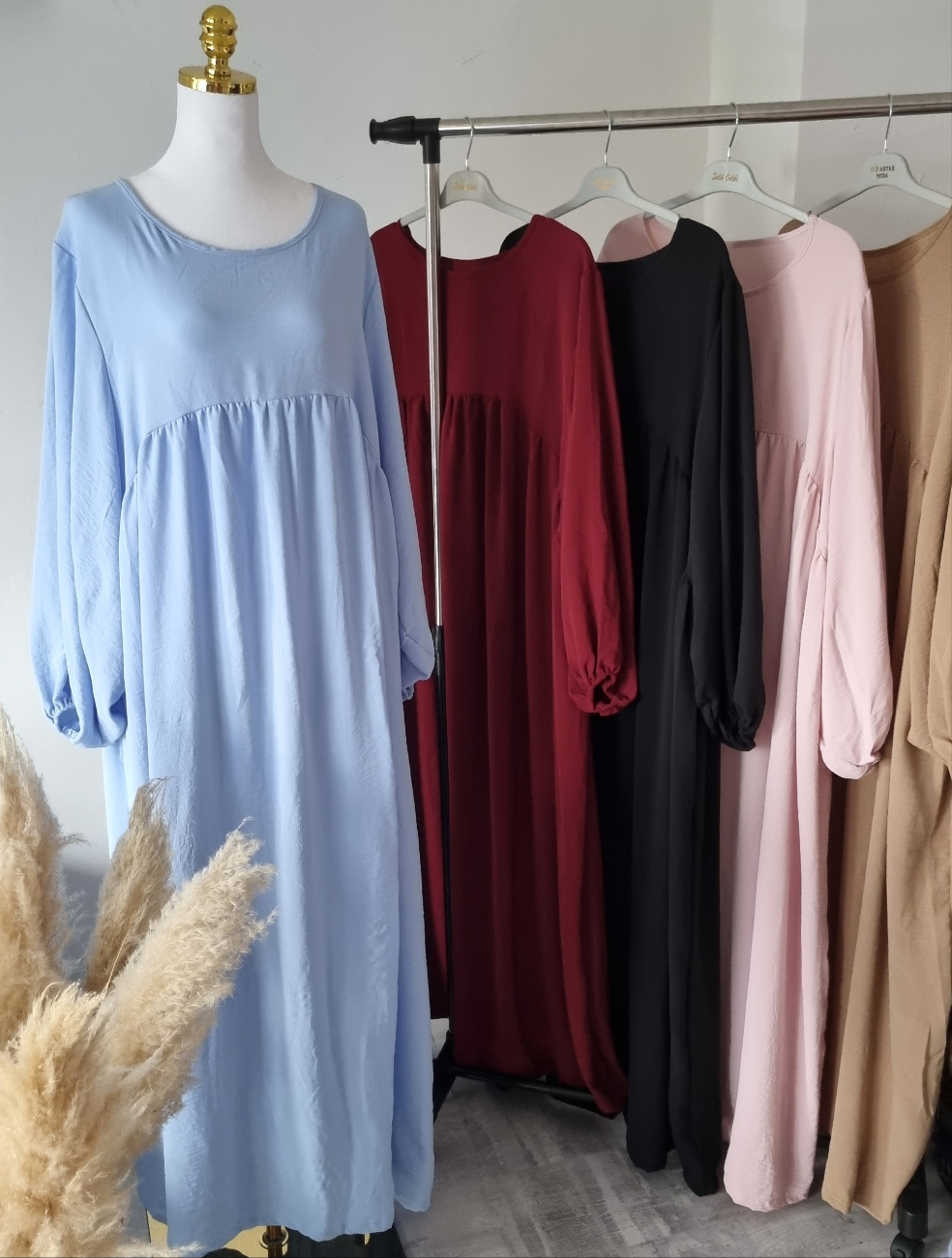 Damen Abaya-Kleid mit Ballonärmeln
