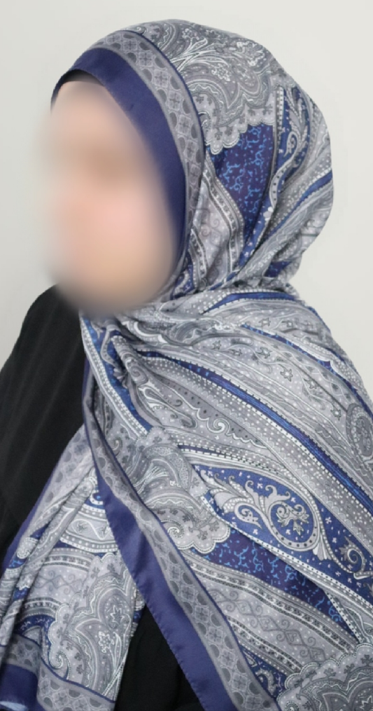 FRESIA-Scarf, Retro-Hijab Schal aus Seidenstoff/Baumwolle
