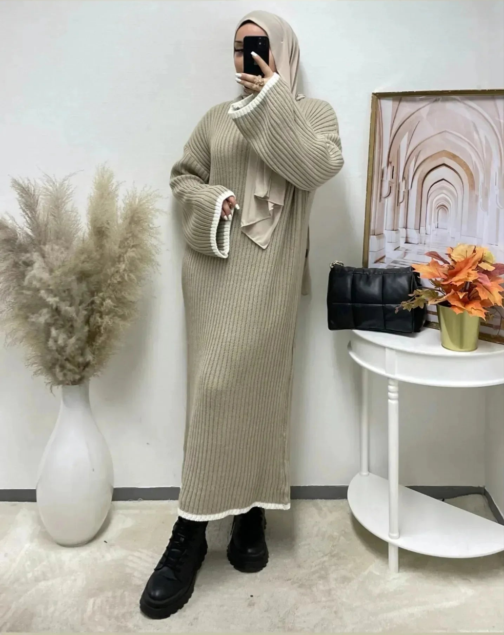 Damen Strickkleid mit weiten Ärmeln