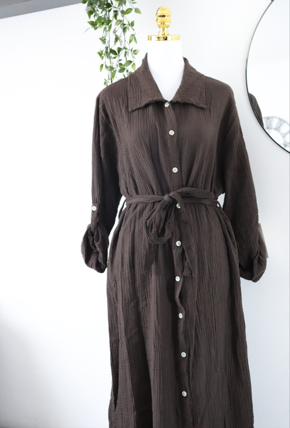 Damen Musselin- Blusenkleid