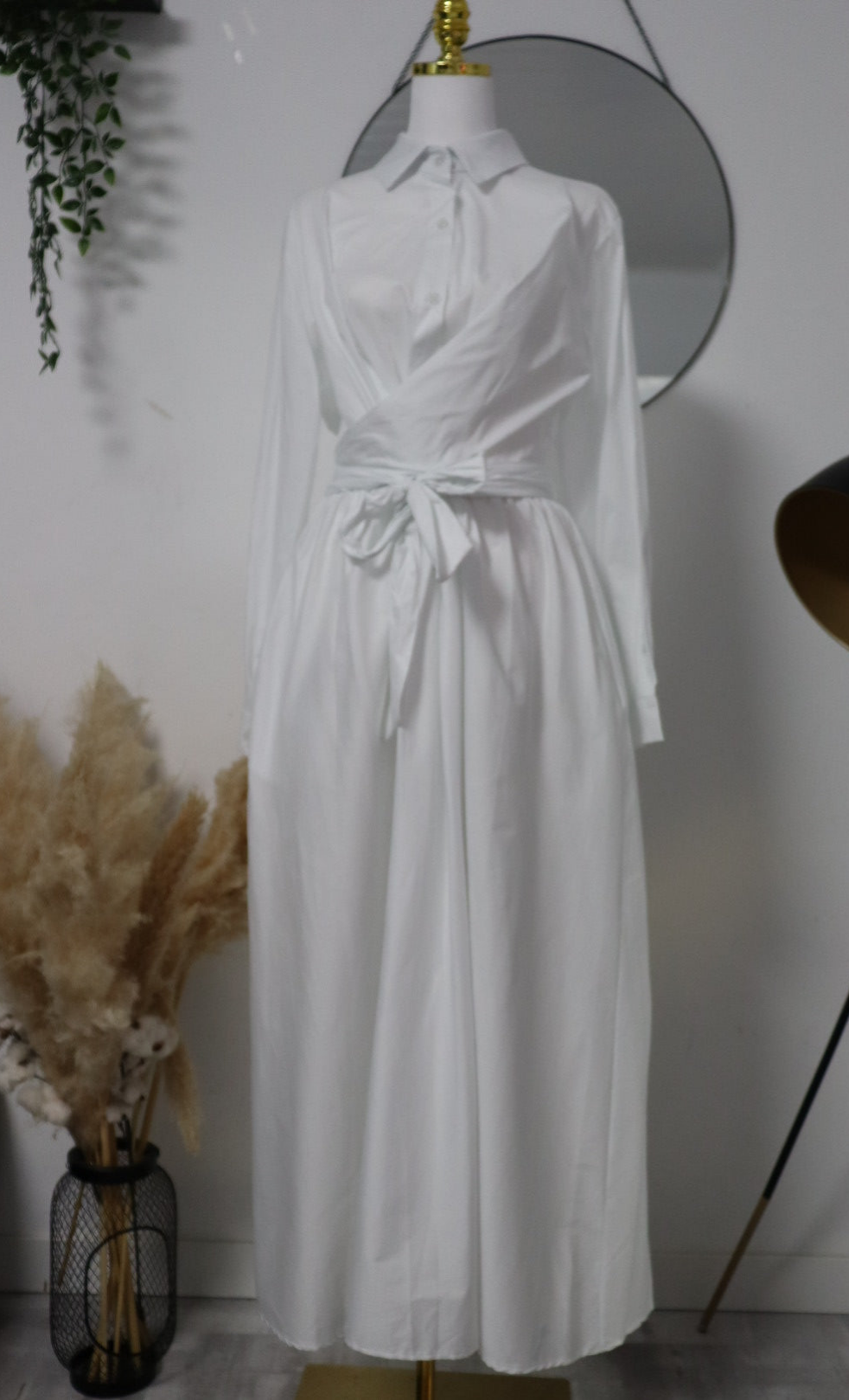 Damen Hemdkleid mit bindung und mit Taschen