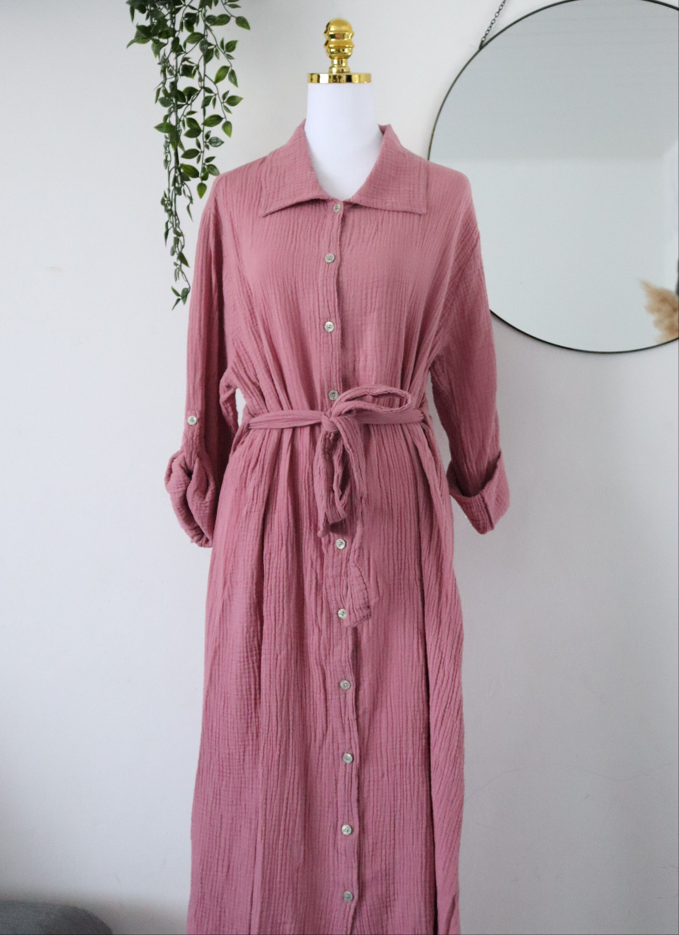 Damen Musselin- Blusenkleid