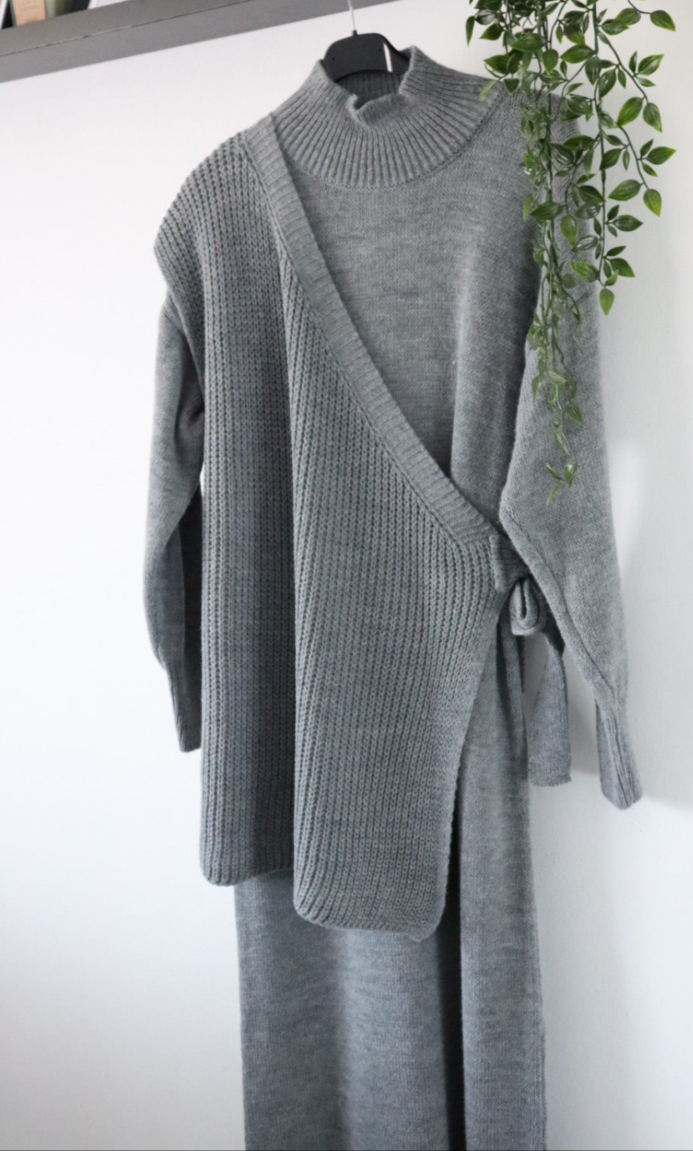 Damen Zweiteiler, Strickkleid mit Strickweste