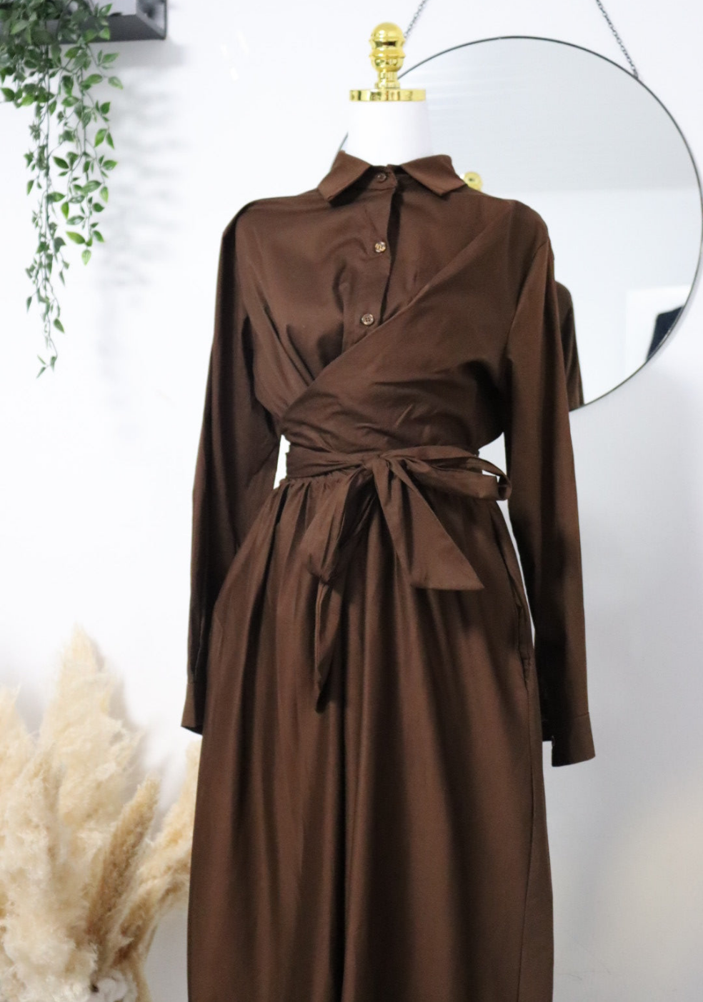 Damen Hemdkleid mit bindung und mit Taschen