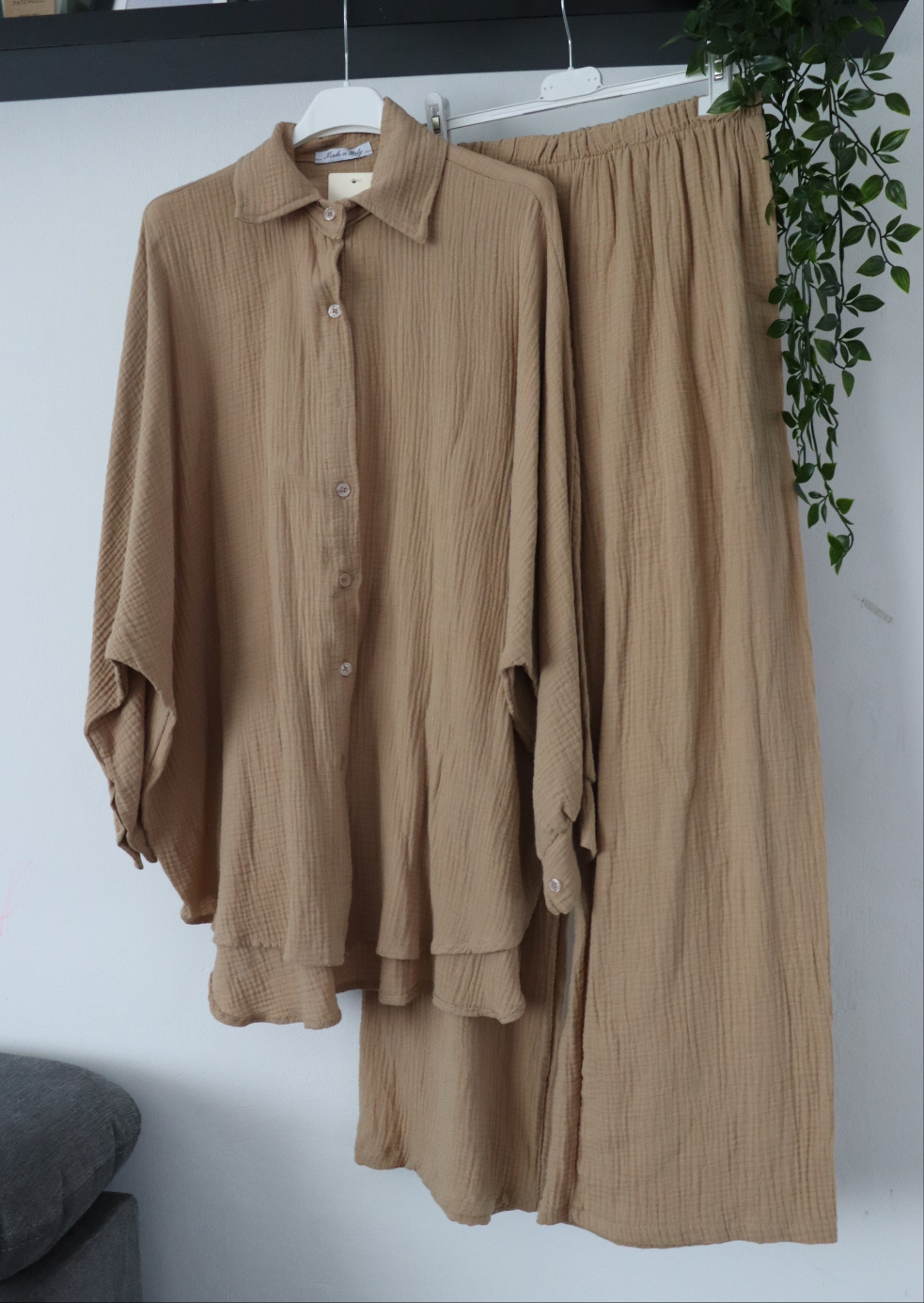 Zweiteiler Oberteil/Hose Set aus Musselin-Stoff