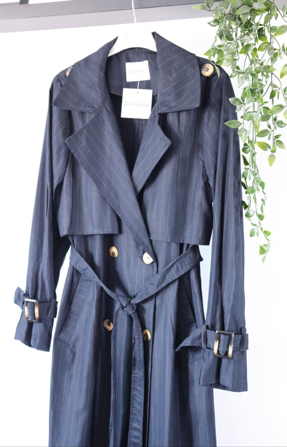 Damen dünn gestreifter Trenchcoat