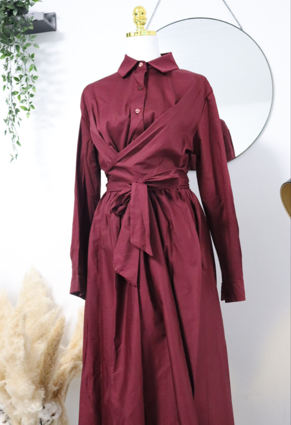 Damen Hemdkleid mit bindung und mit Taschen