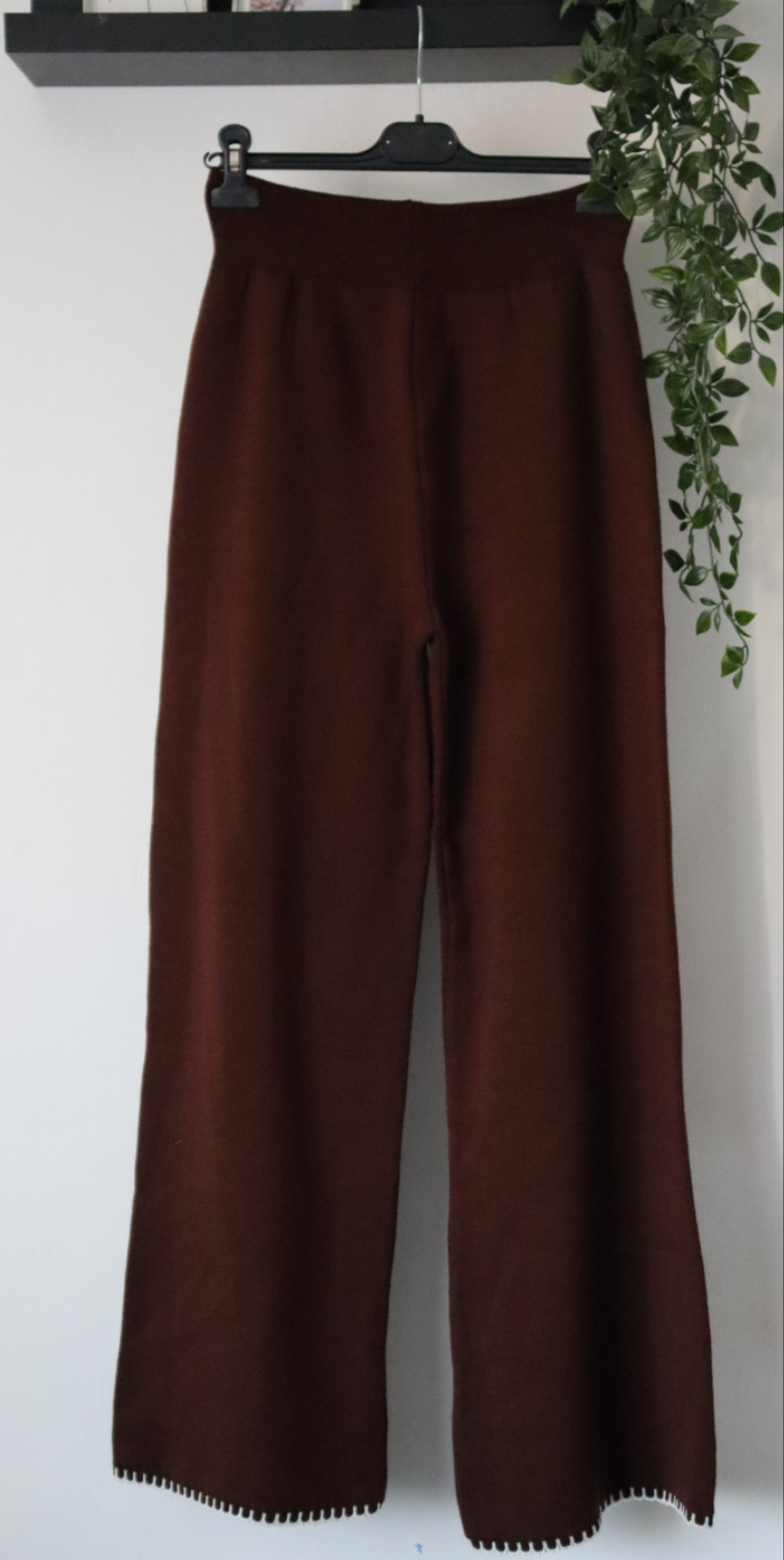 Damen Zweiteiler, Strick Oberteil/Hose Set mit Seitenbindung