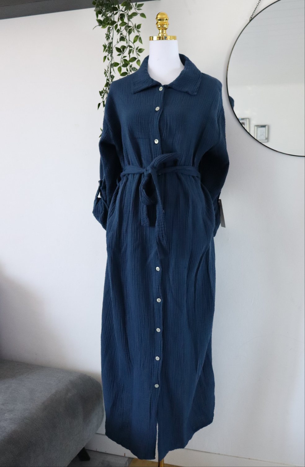 Damen Musselin- Blusenkleid