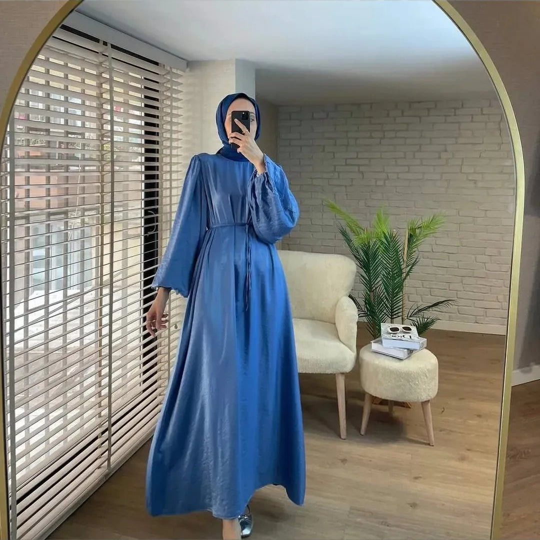 Damen glänzende Satin- Kleid