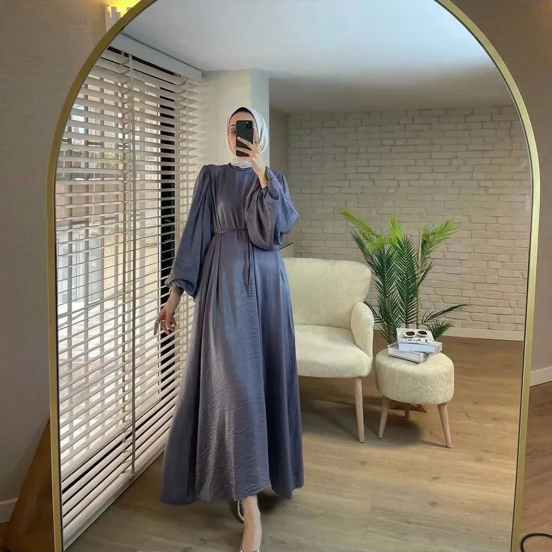 Damen glänzende Satin- Kleid