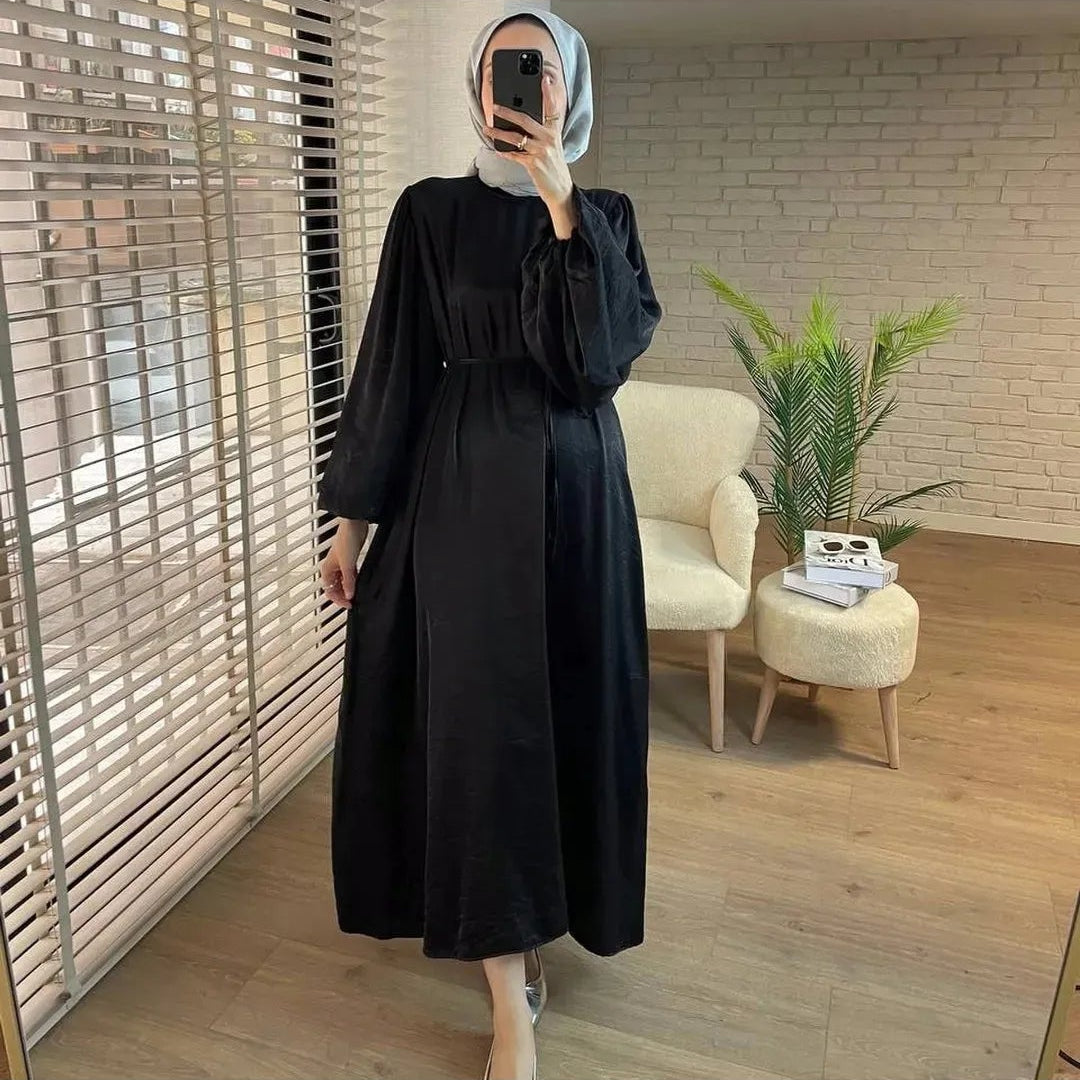 Damen glänzende Satin- Kleid