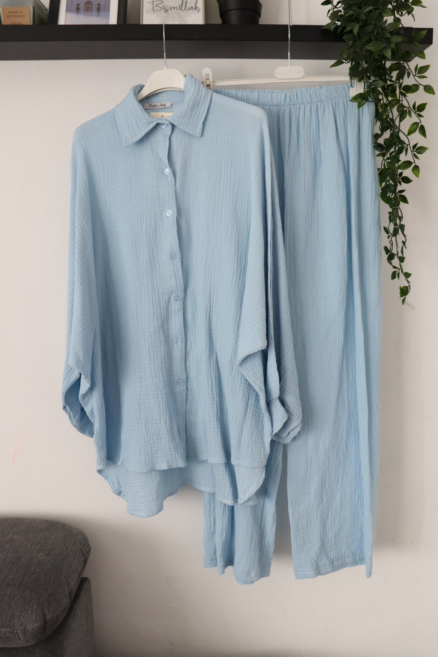 Zweiteiler Oberteil/Hose Set aus Musselin-Stoff