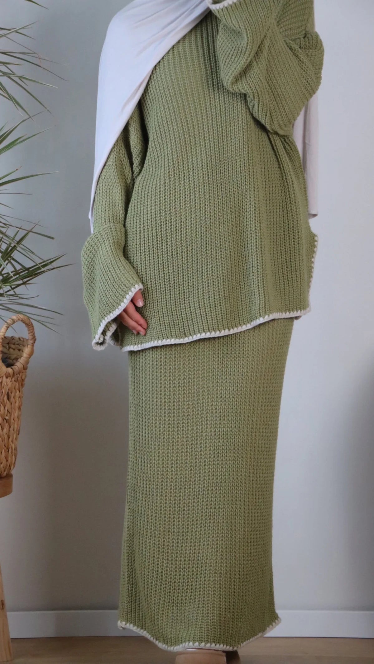 Women's two-piece, knitted top/skirt set