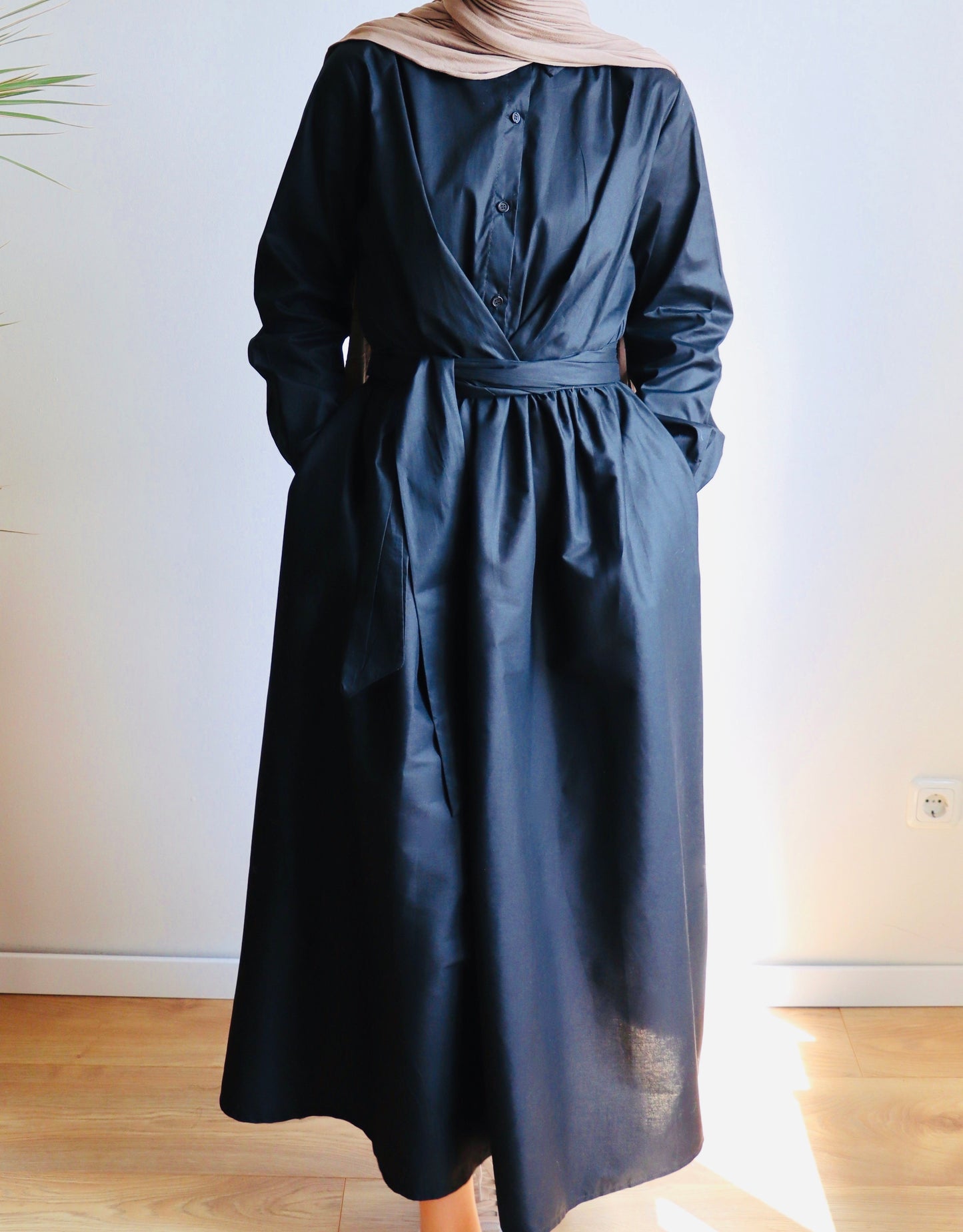 Damen Hemdkleid mit bindung und mit Taschen