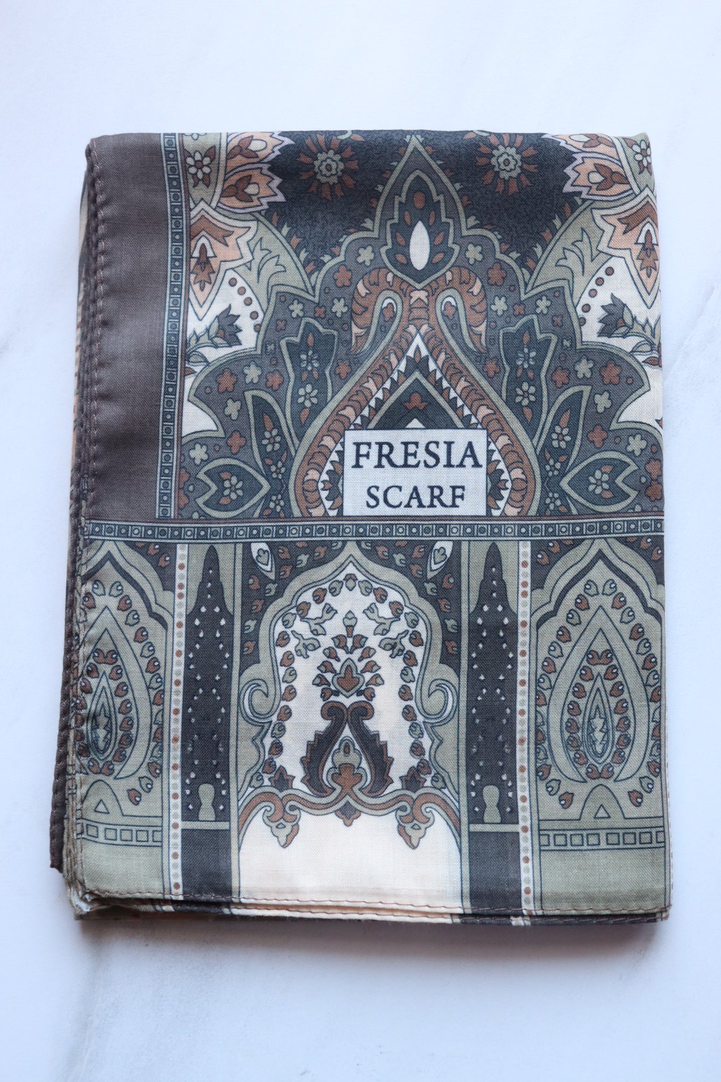 FRESIA-Scarf, Retro-Hijab Schal aus Seidenstoff/Baumwolle