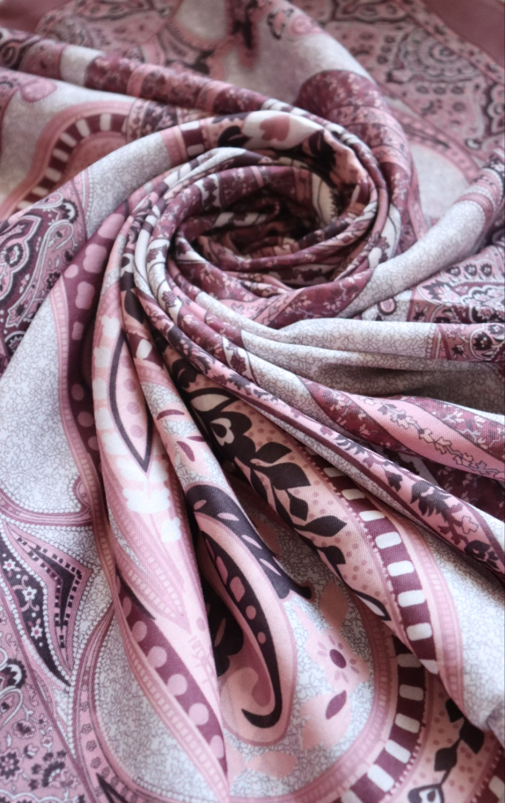 FRESIA-Scarf, Retro-Hijab Schal Seidenstoff/Baumwolle