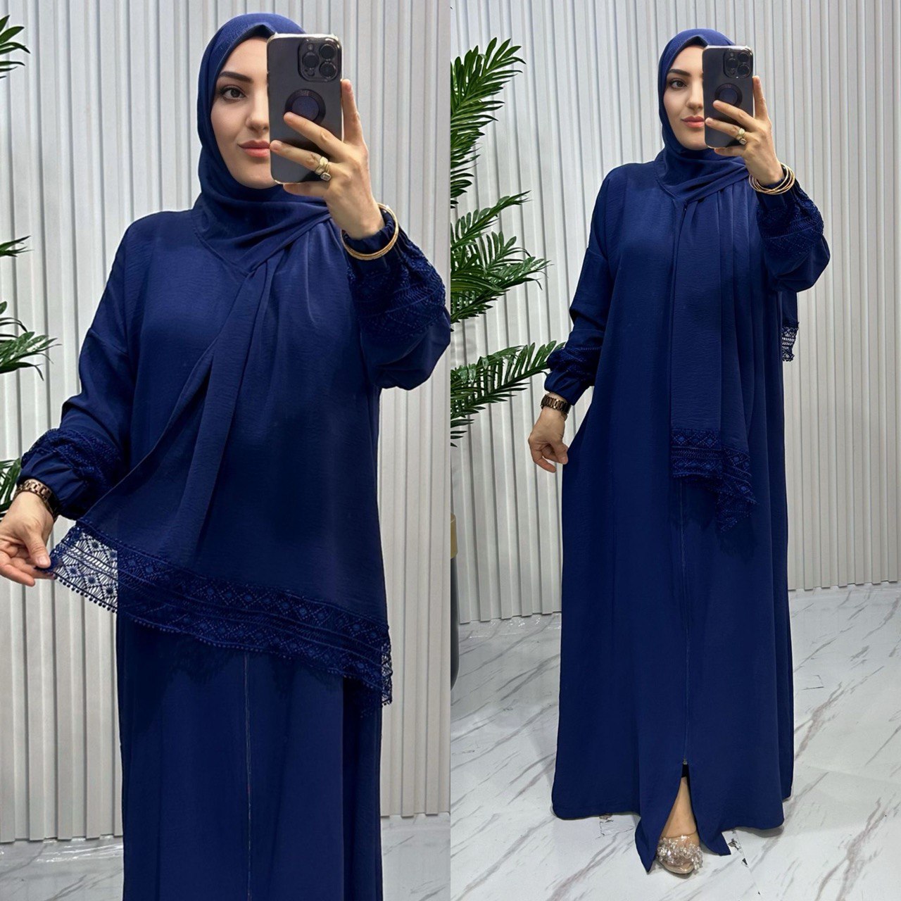 Damen Gebetskleid/Umrahkleid mit integriertem Hijab-Schal