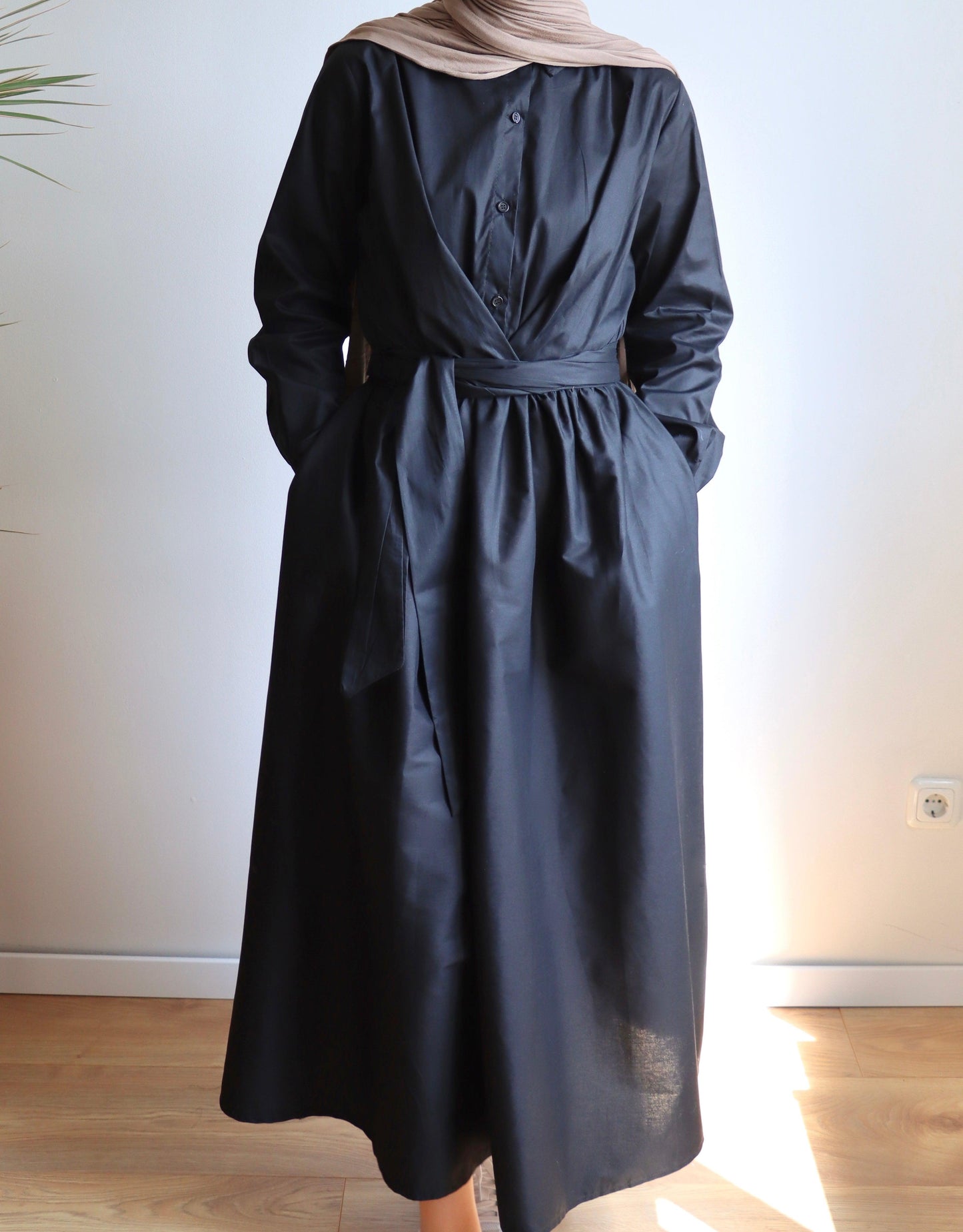 Damen Hemdkleid mit bindung und mit Taschen