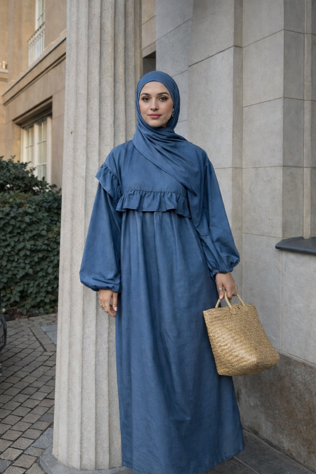 Elegant Cotton Ruffle Dress