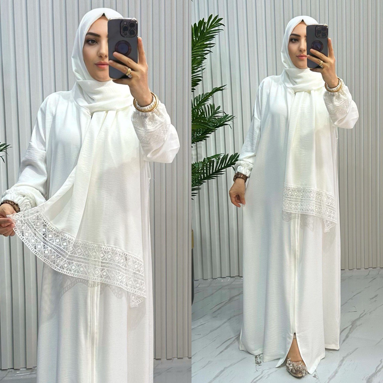 Damen Gebetskleid/Umrahkleid mit integriertem Hijab-Schal