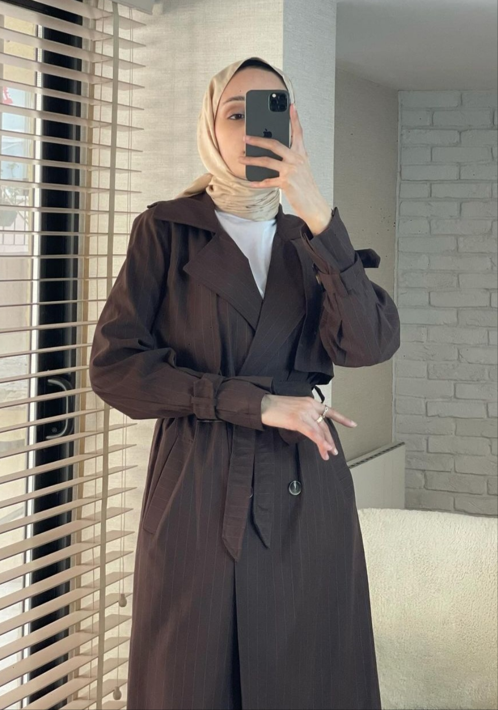 Damen dünn gestreifter Trenchcoat