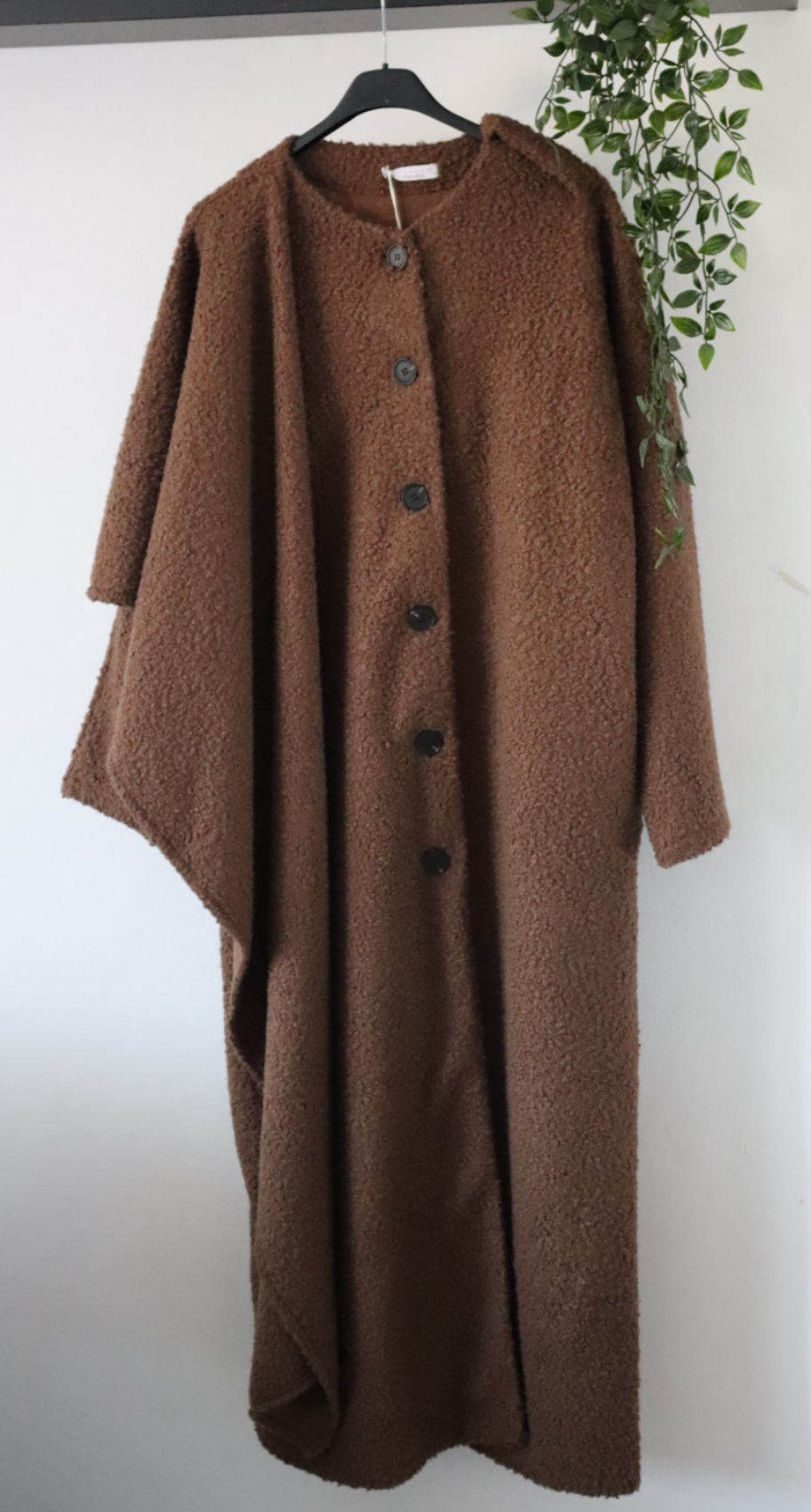 Damen langer Mantel mit integriertem Schal