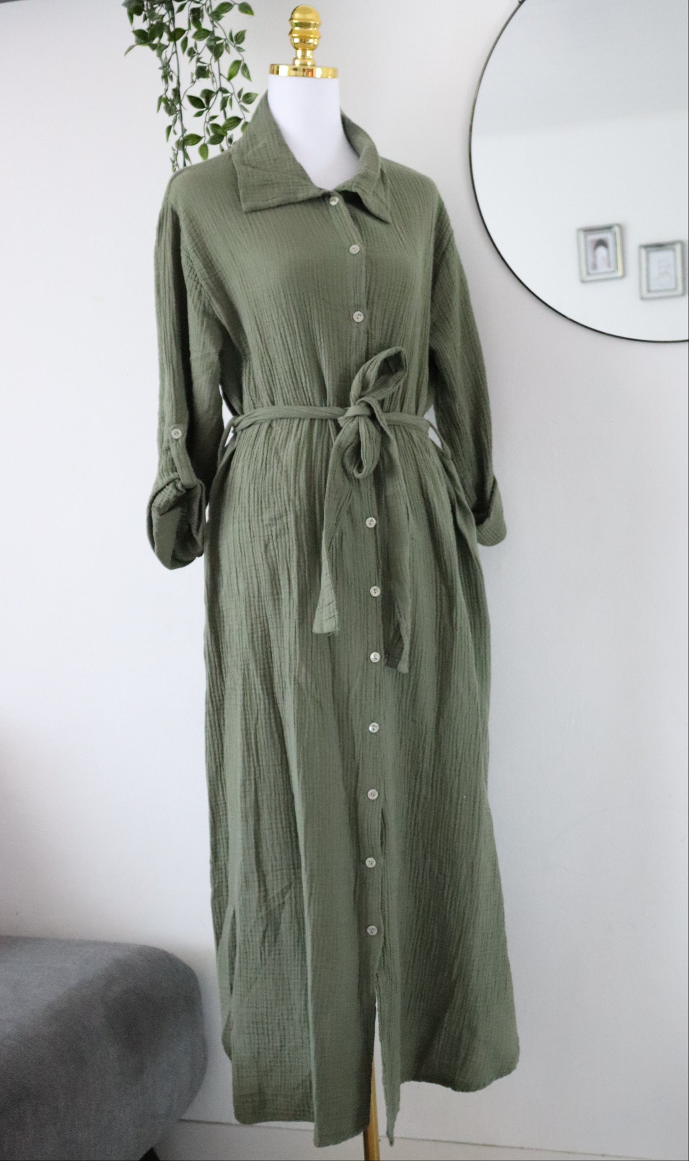 Damen Musselin- Blusenkleid