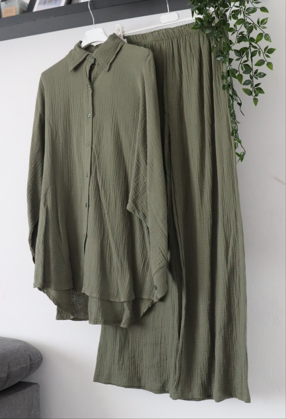 Zweiteiler Oberteil/Hose Set aus Musselin-Stoff