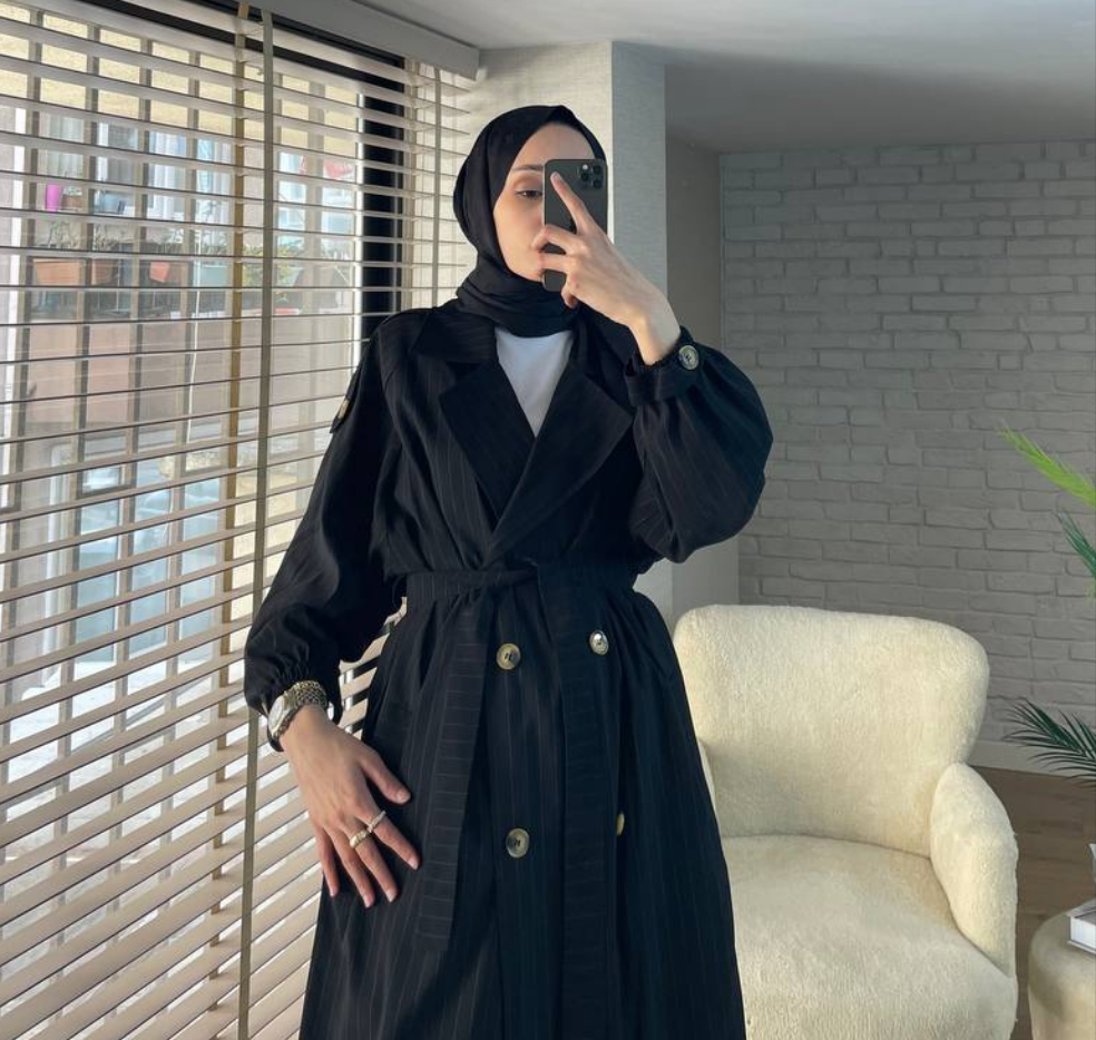 Damen dünn gestreifter Trenchcoat