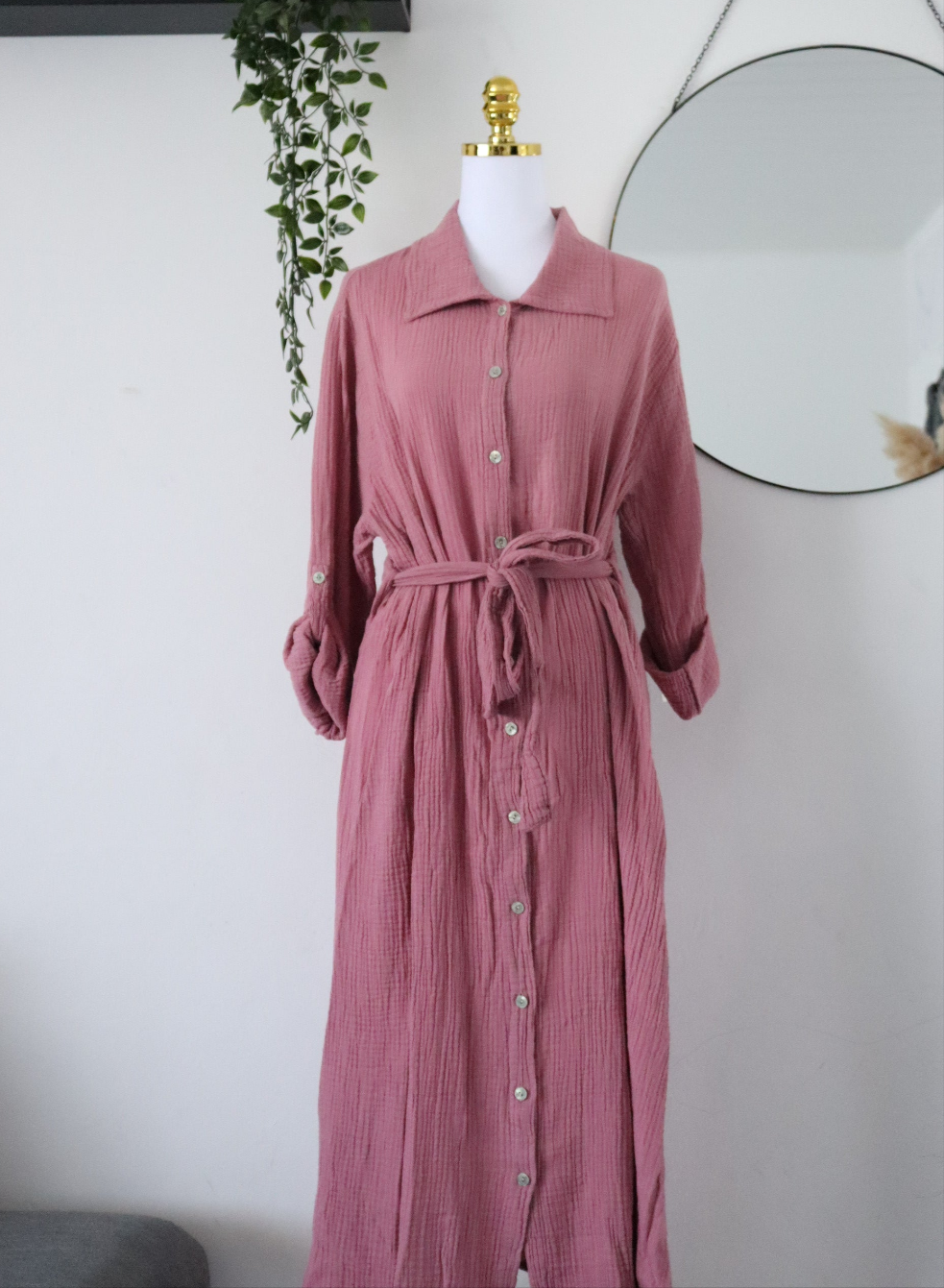 Damen Musselin- Blusenkleid